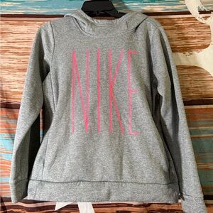 Nike Youth XL Gray Hoodie with Pink Logo